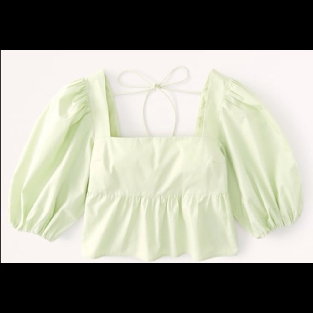 NWT Abercrombie & Fitch Puff Sleeve Poplin Squareneck Top
